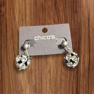 Chicos Silver-Tone Dangling Statement Earrings With Sparkling Rhinestones‎